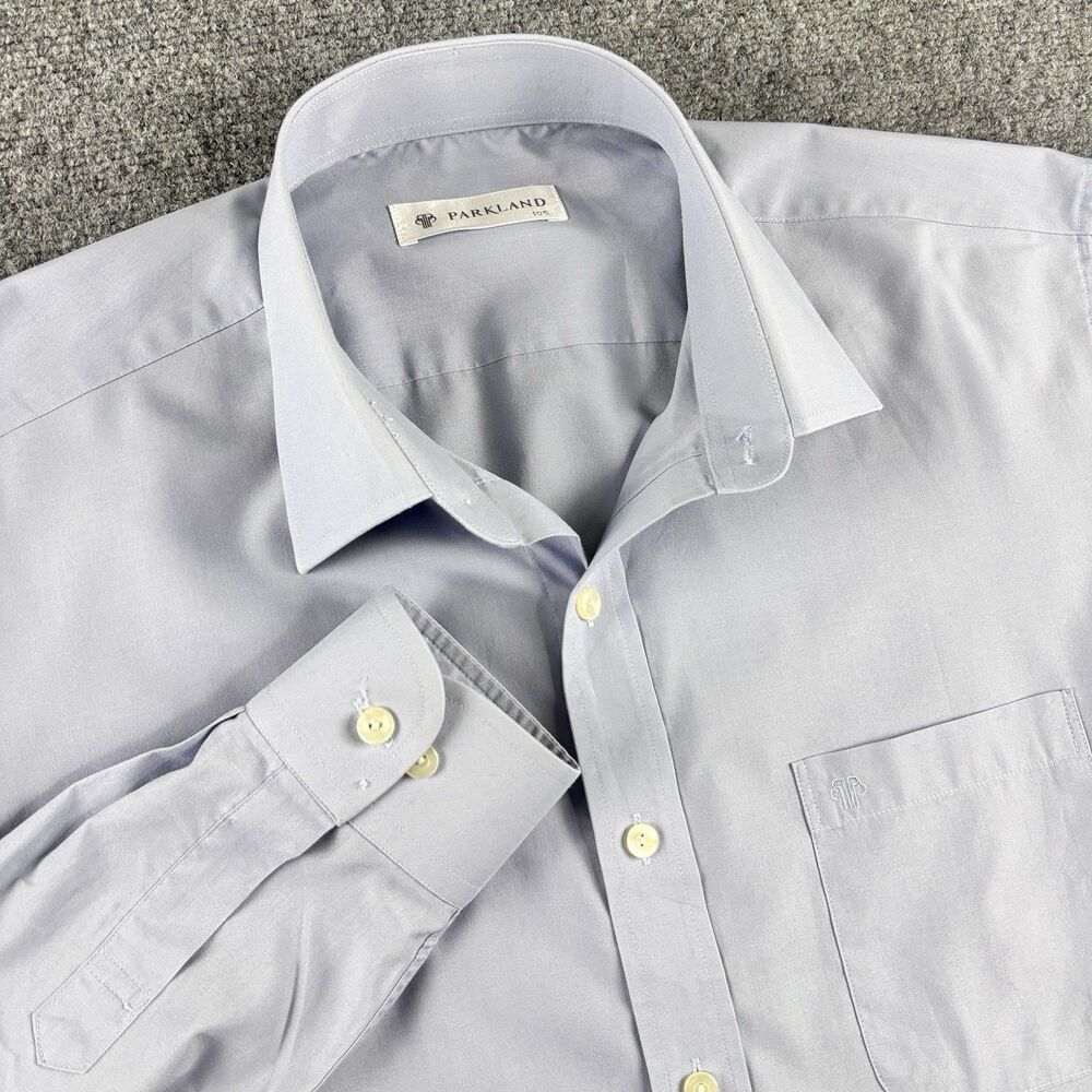 Parkland Shirt Mens 105 US L Light Blue Solid Dress Shirt